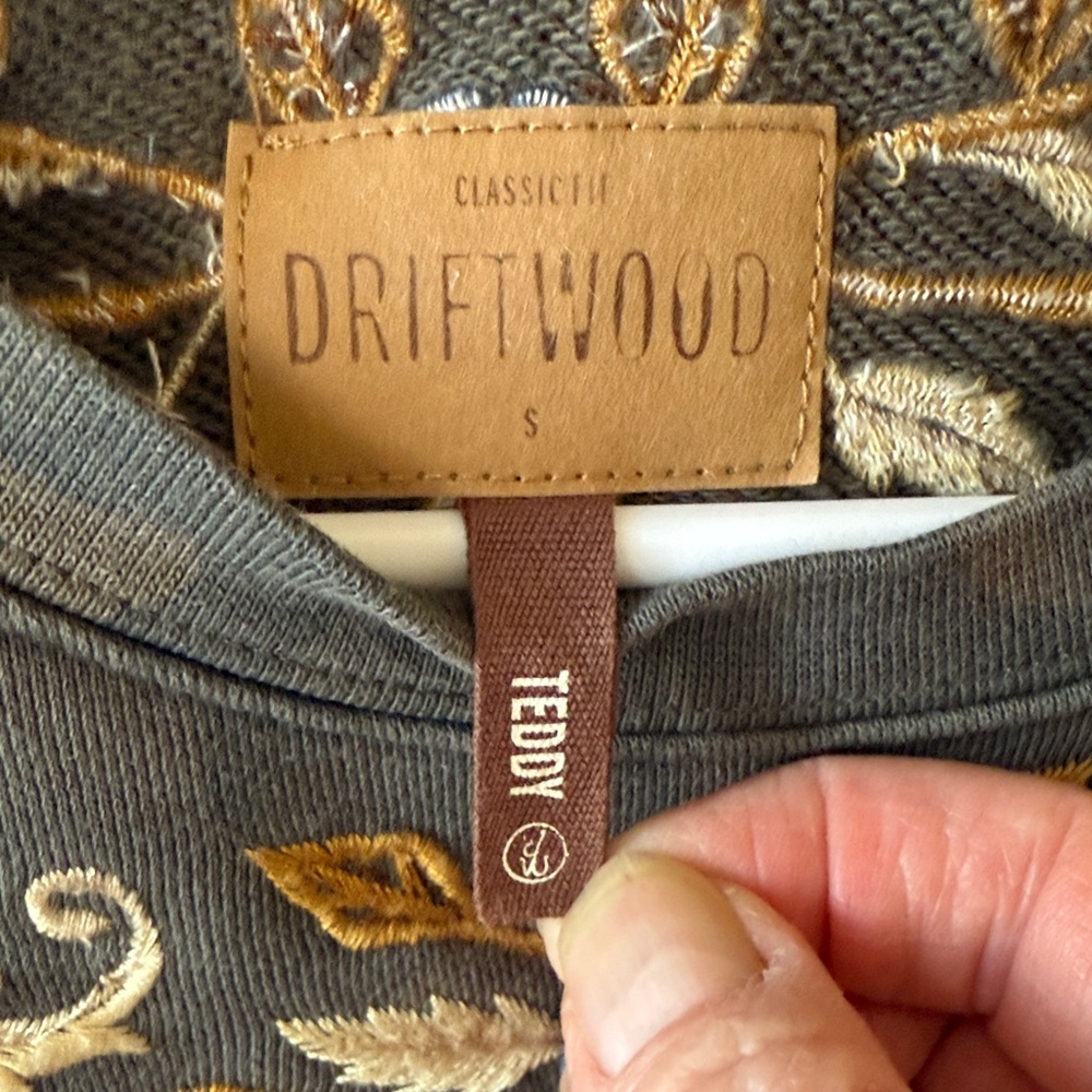 DRIFTWOOD Floral Embroidered Sweatshirt - Green Camo with Red and Pink Florals - Picture 3 of 9